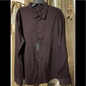 John Varvatos Maroon Black Long Sleeve Shirt XL